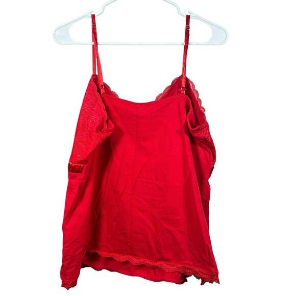 Y2K Holiday Red Lace Babydoll Cami Tank Top Plus 1X Worthington Satin Trim - Picture 7 of 8
